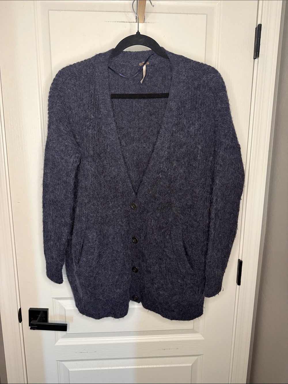 Free People Navy Blue Button-Front Cardigan